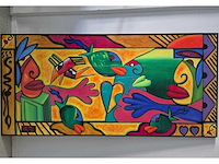 Simon et bruno - acryl op board - 95 x 200 cm. - afbeelding 1 van  3