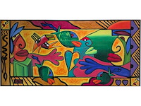 Simon et bruno - acryl op board - 95 x 200 cm. - afbeelding 2 van  3