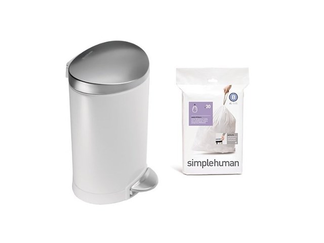 Simplehuman semi-round prullenbak 6 l mat rvs - afbeelding 2 van  2