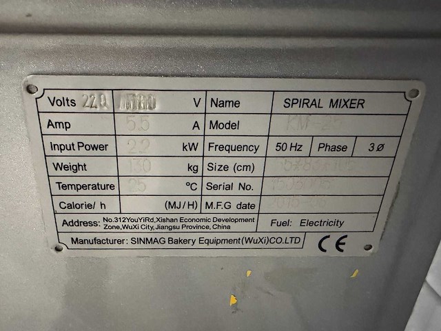 Sinmag - km25 - spiraalkneder - afbeelding 3 van  3