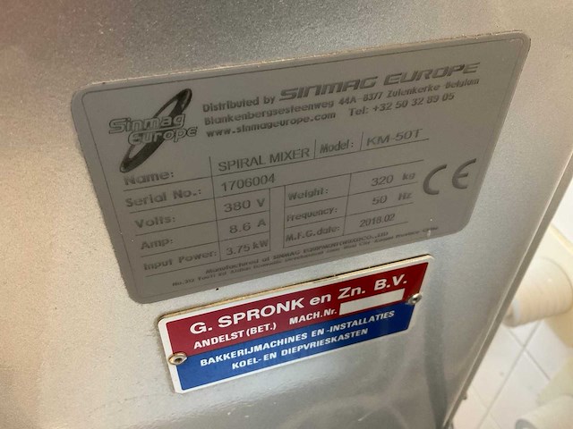 Sinmag 50-t spiraalkneder - afbeelding 3 van  3