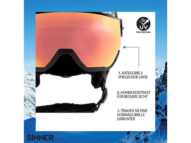 Sinner titan visor skihelm mat zwart maat 61 - afbeelding 2 van  3