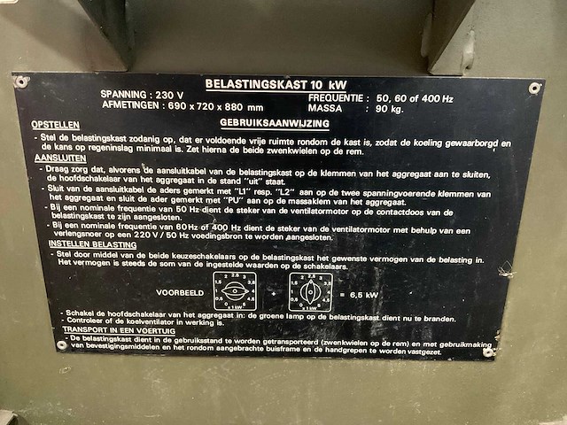 Sinus 10kw 1fase test belastingskast - afbeelding 5 van  5