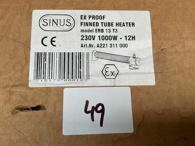 Sinus erb 13 t3 explosieveilige ribbenbuiskachel - afbeelding 2 van  2