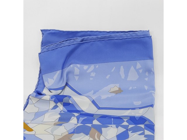 Sjaal, hermès, lichtblauw, wit en goud "sous les orangers" van dimitri rybaltchenko - afbeelding 6 van  13