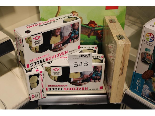 Sjoelschijven berkenhout longfield games, 4 dozen. - afbeelding 1 van  1