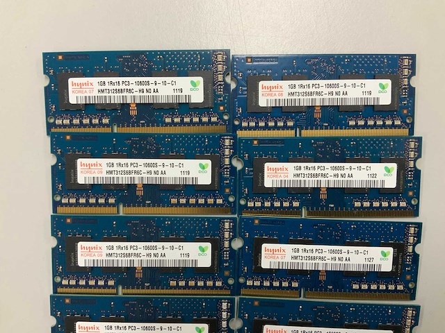 Sk hynix/samsung/micron technology 57gb(57x 1gb) ddr3 so-dimm pc3-10600s sticks - afbeelding 4 van  5