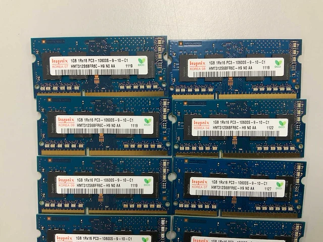 Sk hynix/samsung/micron technology 57gb(57x 1gb) ddr3 so-dimm pc3-10600s sticks - afbeelding 4 van  5