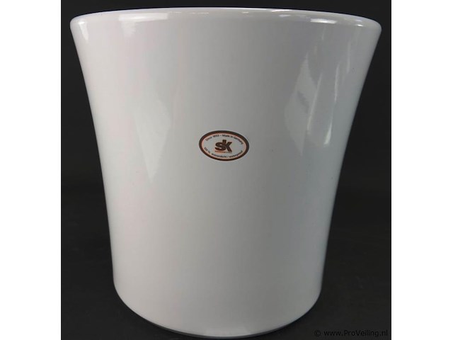 Sk witte keramische bloempot, model 2110 - afbeelding 2 van  5