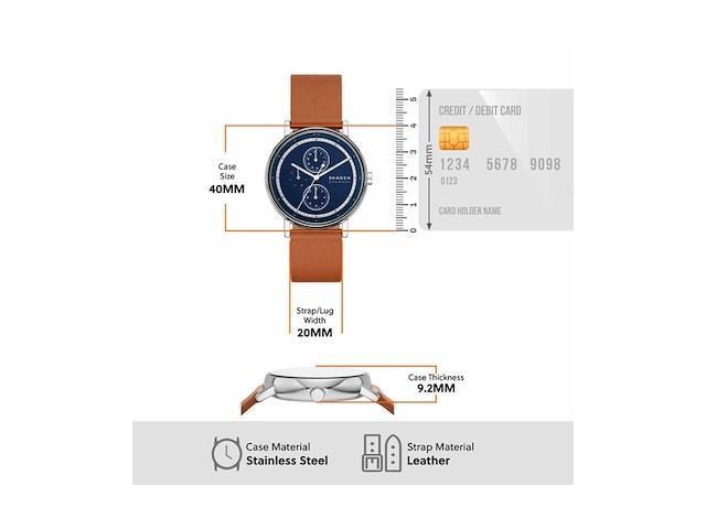 Skagen skw6943 heren analoge quartz horloge met lederen band - afbeelding 2 van  4