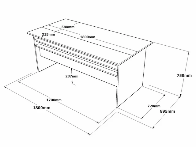Skåne home - bureautafel - cura concrete - 180 x 90 cm - afbeelding 5 van  5