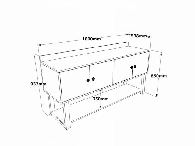Skåne home - dressoir - baroque/anthracite - 180 x 54 cm - afbeelding 6 van  8