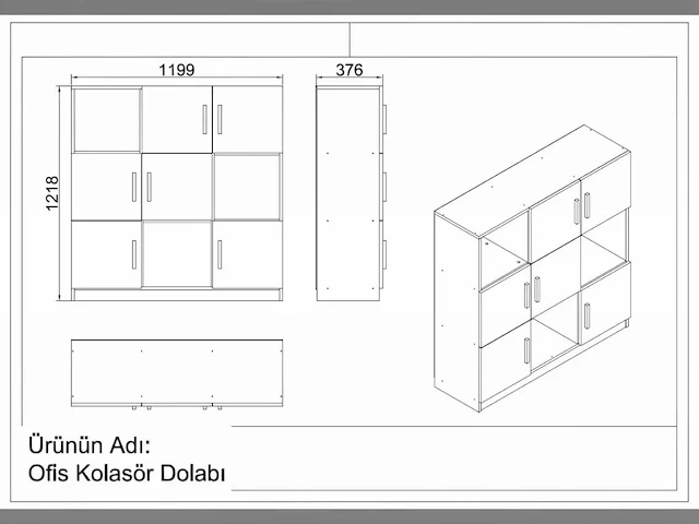 Skåne home - opbergkast - wit - 120 x 120 cm - afbeelding 6 van  6