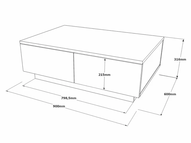 Skåne home - salontafel - felt/white - 90 x 60 cm - afbeelding 6 van  6