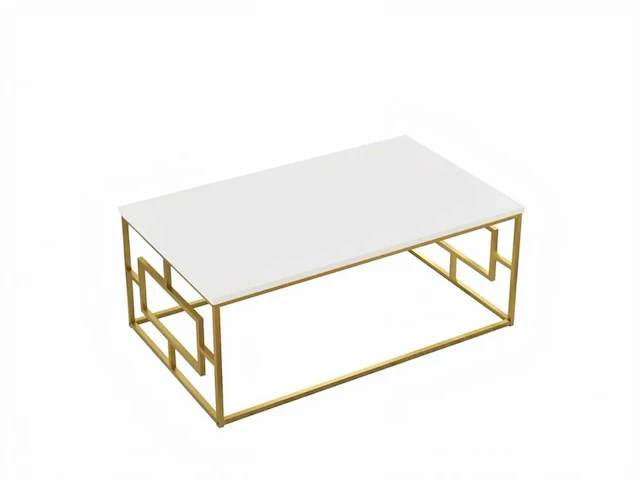 Skåne home - salontafel - goud/wit - 100 x 60 cm - afbeelding 1 van  6