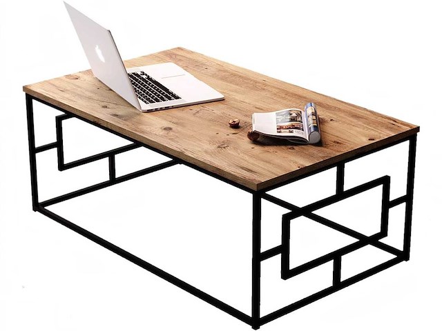 Skåne home - salontafel - zwart/atlantic pine 100 x 60 cm - afbeelding 1 van  6