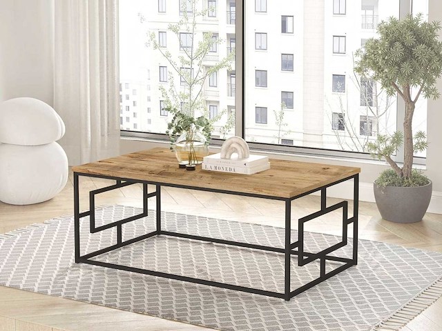Skåne home - salontafel - zwart/atlantic pine 100 x 60 cm - afbeelding 4 van  6