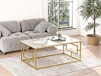 Skåne home - salontafel goud/marmer look 100 x 60 cm - afbeelding 2 van  2