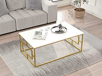 Skåne home - salontafel goud/wit 100 x 60 cm - afbeelding 2 van  5
