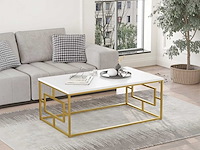 Skåne home - salontafel goud/wit 100 x 60 cm - afbeelding 3 van  5