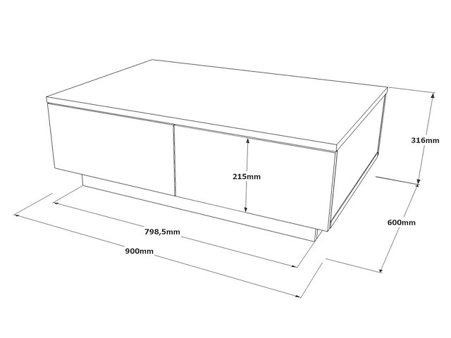 Skåne home - salontafel grijs 90 x 60 cm - afbeelding 6 van  8