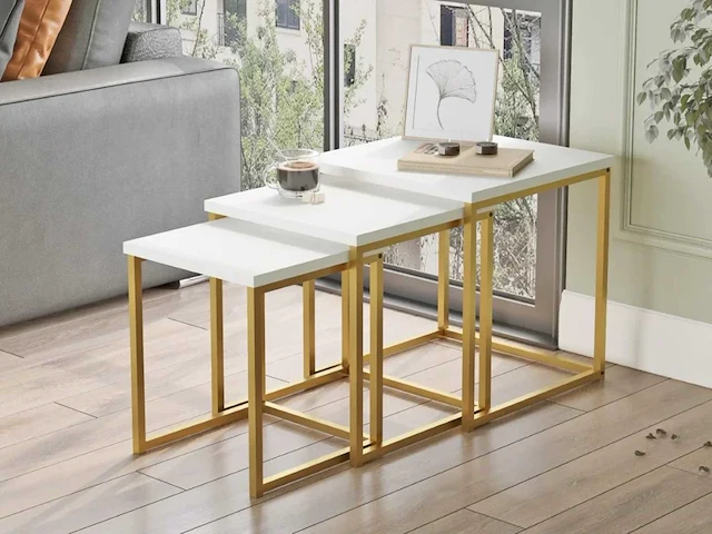 Skåne home - salontafel set - white/gold - afbeelding 1 van  6