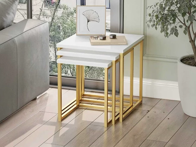 Skåne home - salontafel set - white/gold - afbeelding 3 van  6