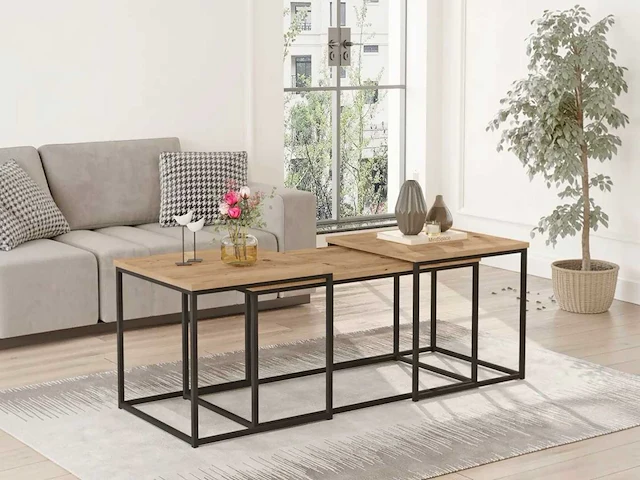 Skåne home - salontafel set 3 stuks - atlantic pine/zwart - afbeelding 2 van  5