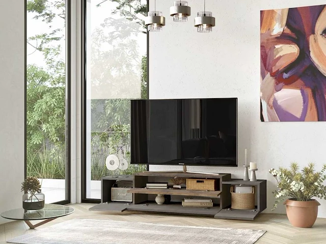 Skåne home - tv meubel - concrete/patara - 160 x 37 cm - afbeelding 3 van  6