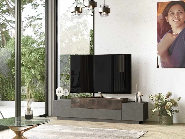Skåne home - tv meubel - concrete/patara - 160 x 37 cm - afbeelding 2 van  6