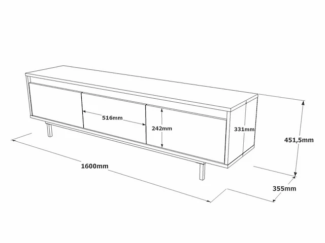 Skåne home - tv meubel - felt/larex - 160 cm - afbeelding 7 van  7