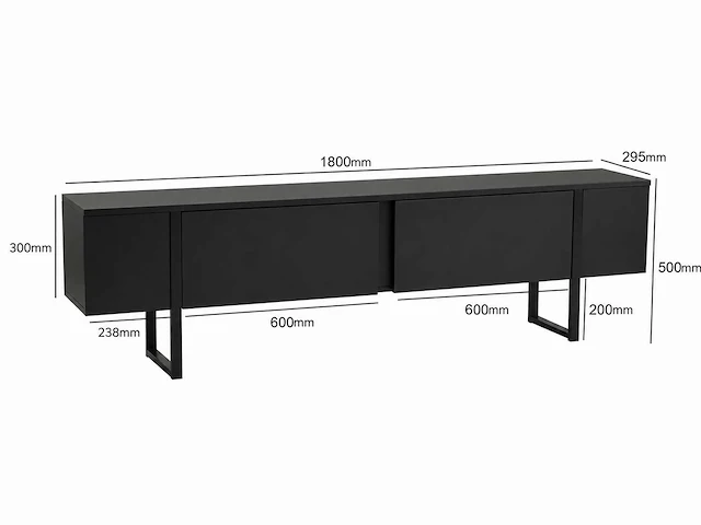 Skåne home - tv meubel - mat zwart (led) - 180 cm - afbeelding 6 van  7