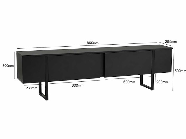 Skåne home - tv meubel - mat zwart (led) 180 cm - afbeelding 6 van  7