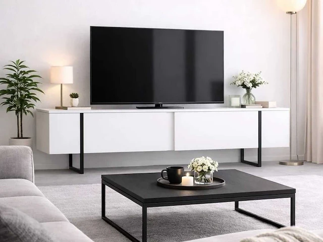 Skåne home - tv meubel - wit (led) - 180 cm - afbeelding 2 van  5