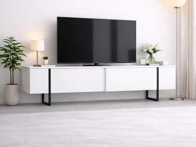 Skåne home - tv meubel - wit (led) 200 cm - afbeelding 4 van  6