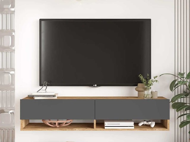 Skåne home - zwevend tv meubel - pine/anhracite 140 cm - afbeelding 2 van  5