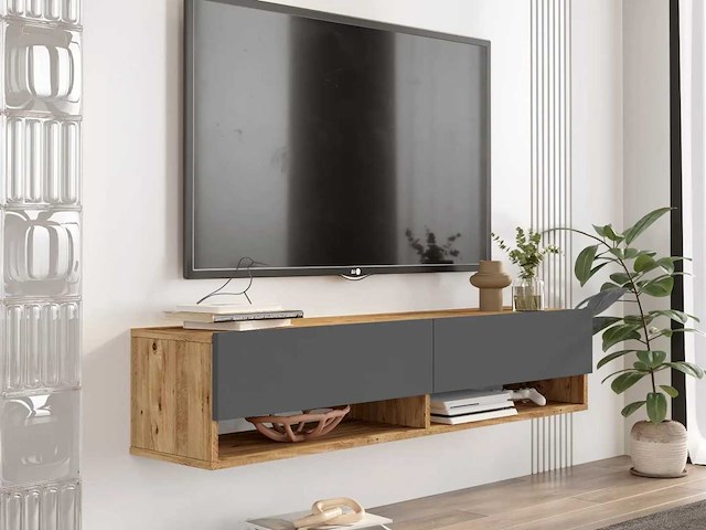 Skåne home - zwevend tv meubel - pine/anhracite 140 cm - afbeelding 3 van  5