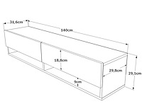 Skåne home - zwevend tv meubel - pine/anhracite 140 cm - afbeelding 5 van  5
