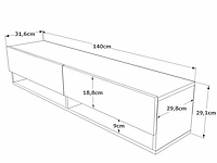 Skåne home - zwevend tv meubel - pine/anhracite 140 cm - afbeelding 5 van  5