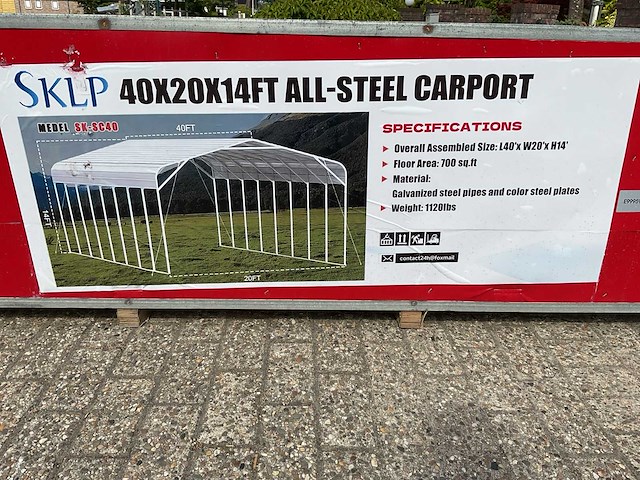 Sklp sk-sc40 40x20x14ft carport staalconstructie - afbeelding 9 van  9