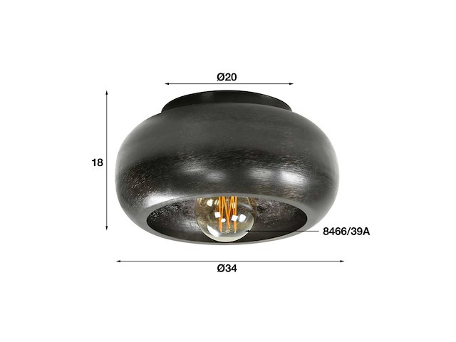 Sky plafondlamp | 1 lichts | ø 34 cm | zwart nikkel - afbeelding 3 van  4