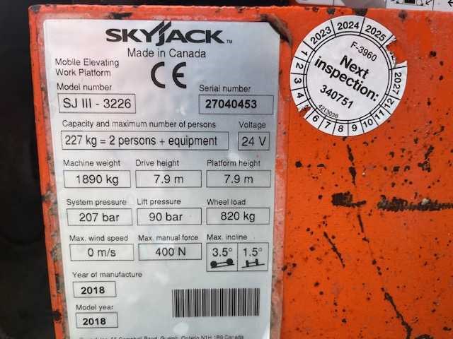 Skyjack sj iii-3226 schaarhoogwerker - afbeelding 8 van  9