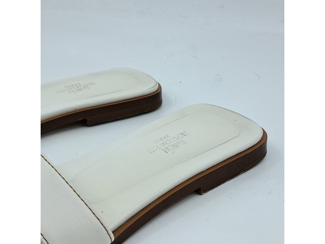 Slippers, hermès, wit/bruin, maat 39 - afbeelding 3 van  9