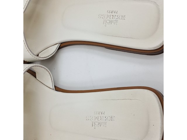 Slippers, hermès, wit/bruin, maat 39 - afbeelding 4 van  9