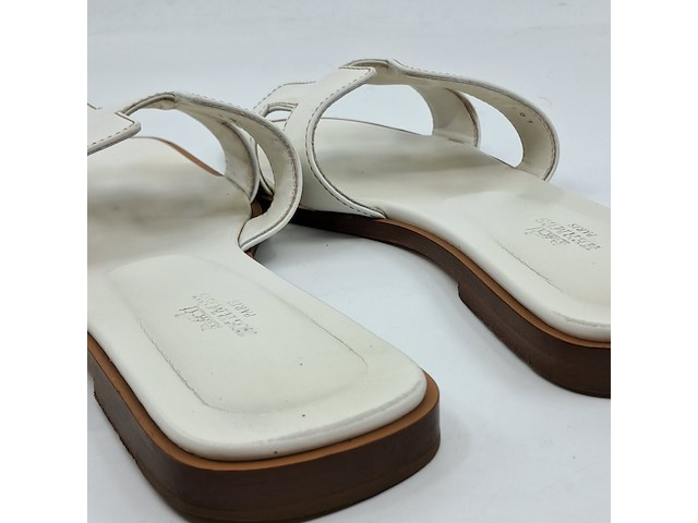 Slippers, hermès, wit/bruin, maat 39 - afbeelding 5 van  9
