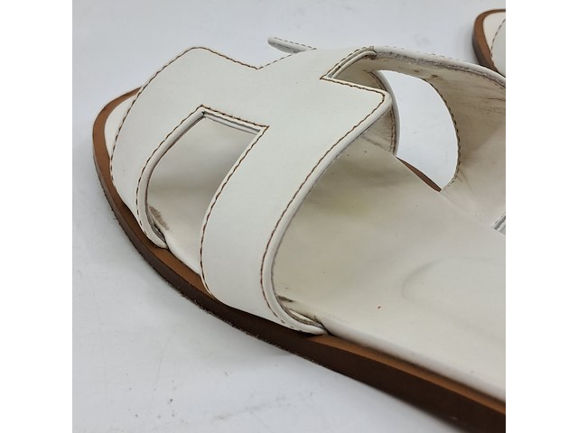 Slippers, hermès, wit/bruin, maat 39 - afbeelding 6 van  9