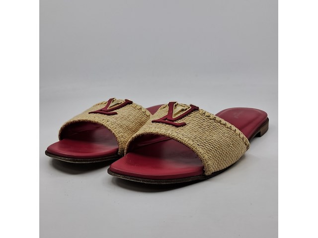 Slippers, louis vuitton, beige/roze, maat 39,5 - afbeelding 1 van  11