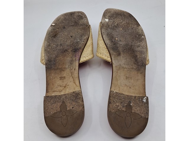 Slippers, louis vuitton, beige/roze, maat 39,5 - afbeelding 9 van  11