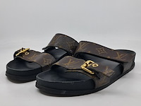 Slippers, louis vuitton, bruin/zwart, maat 38,5