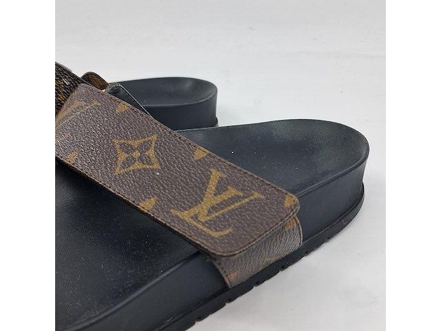 Slippers, louis vuitton, bruin/zwart, maat 38,5 - afbeelding 3 van  9